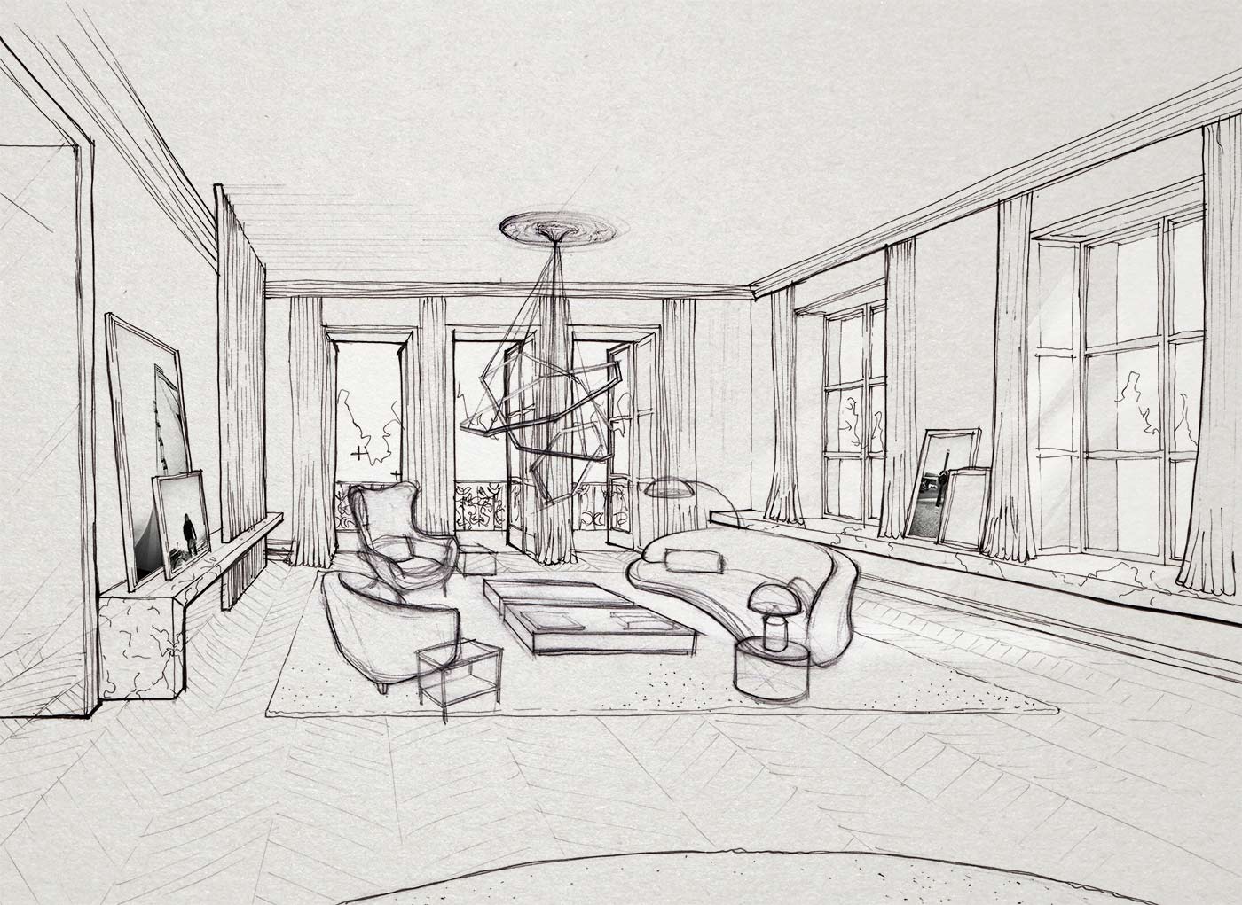 presentation drawing in interior design